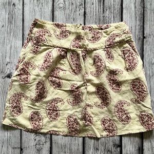 Loft Cream Paisley Skirt ~ Size 8